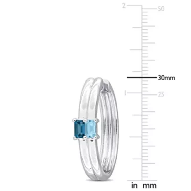 Sky Blue & London Blue Topaz Hoop Earrings in Sterling Silver