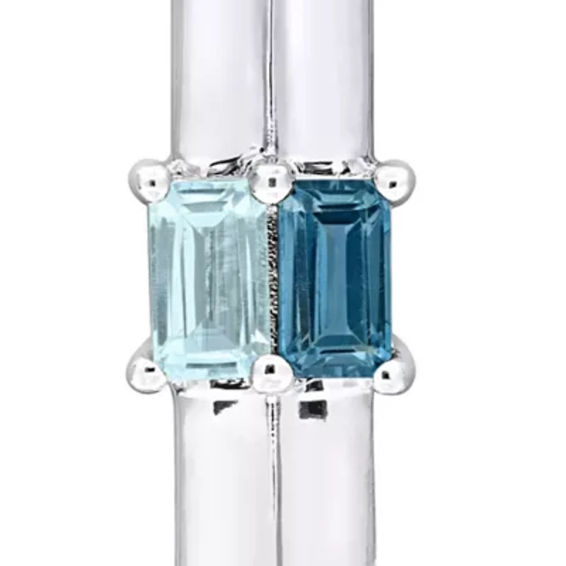 Sky & London Blue Topaz Pendant With Chain in Sterling Silver-18"