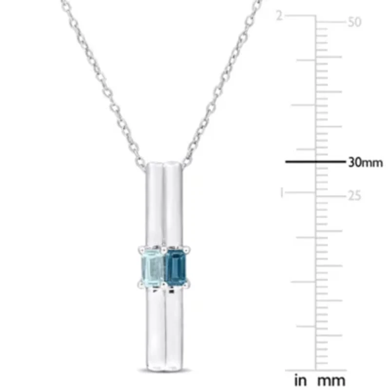 Sky & London Blue Topaz Pendant With Chain in Sterling Silver-18"