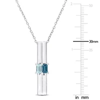 Sky & London Blue Topaz Pendant With Chain in Sterling Silver-18"