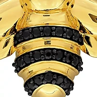 Black Spinel Pendant With Chain in Yellow Plated Sterling Silver Black Rhodium Plated-17"