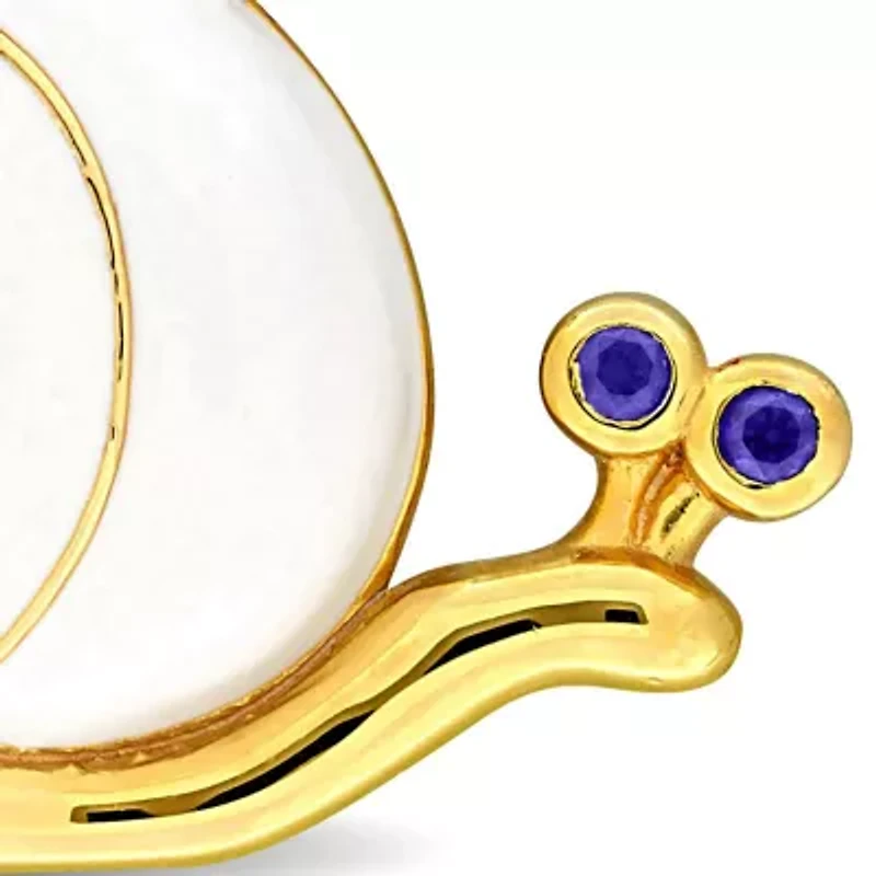 Lab Created Blue Sapphire Pendant With Chain in Yellow Plated Sterling Silver-18"