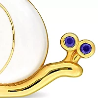 Lab Created Blue Sapphire Pendant With Chain in Yellow Plated Sterling Silver-18"