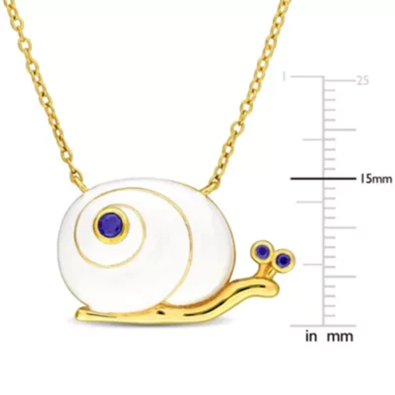 Lab Created Blue Sapphire Pendant With Chain in Yellow Plated Sterling Silver-18"