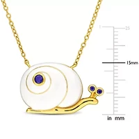 Lab Created Blue Sapphire Pendant With Chain in Yellow Plated Sterling Silver-18"