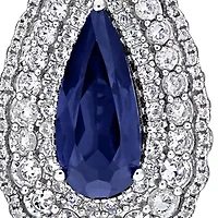 Lab Created Blue & White Sapphire Earrings in Sterling Silver