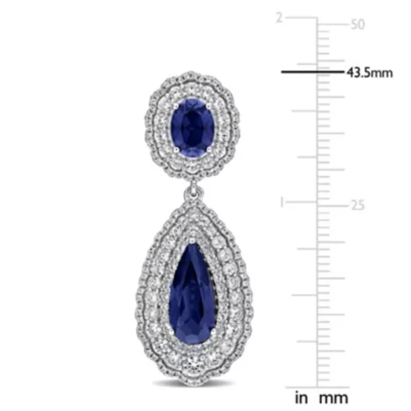 Lab Created Blue & White Sapphire Earrings in Sterling Silver