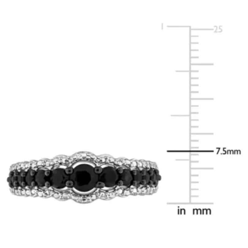 Black Sapphire Ring Sterling Silver