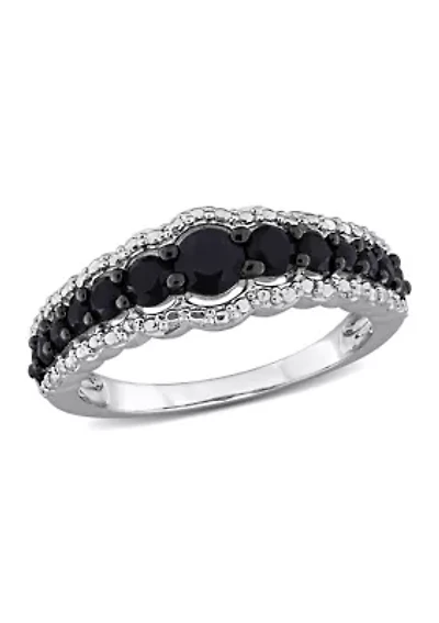 Black Sapphire Ring Sterling Silver