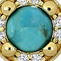 Lab Created White Sapphire & Compressed Light Blue Turquoise Earrings in Yellow Plated Sterling Silver