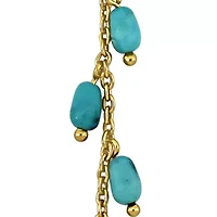 Compressed Light Blue Turquoise Drop Earrings in Yellow Plated Sterling Silver