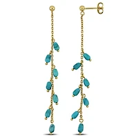 Compressed Light Blue Turquoise Drop Earrings in Yellow Plated Sterling Silver