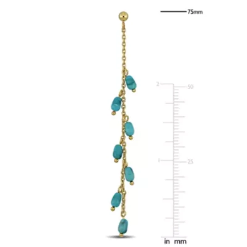 Compressed Light Blue Turquoise Drop Earrings in Yellow Plated Sterling Silver