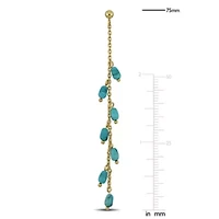 Compressed Light Blue Turquoise Drop Earrings in Yellow Plated Sterling Silver