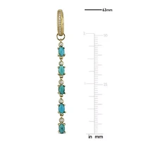 Lab Created White Sapphire & Compressed Light Blue Turquoise Drop Earrings in Yellow Plated Sterling Silver