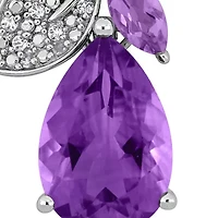 Rose de France, Amethyst & White Topaz Earrings in Sterling Silver