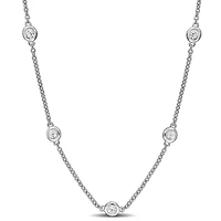 Lab Created White Sapphire Necklace in Sterling Silver- 16" +2" Ext.