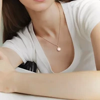 Lab Created White Sapphire & 8-8.5mm Freshwater Cultured Pearl Pendant With Chain in Sterling Silver,18"