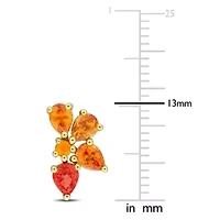 Multi-Orange Sapphire Earrings in Yellow Plated Sterling Silver