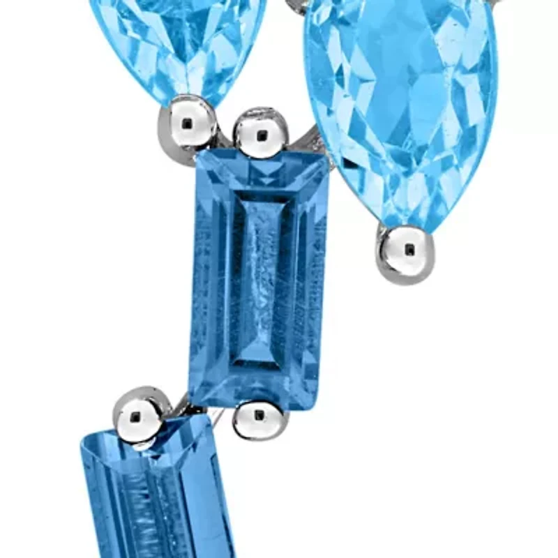 Swiss & London Blue Topaz Earrings in Sterling Silver