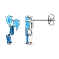 Swiss & London Blue Topaz Earrings in Sterling Silver
