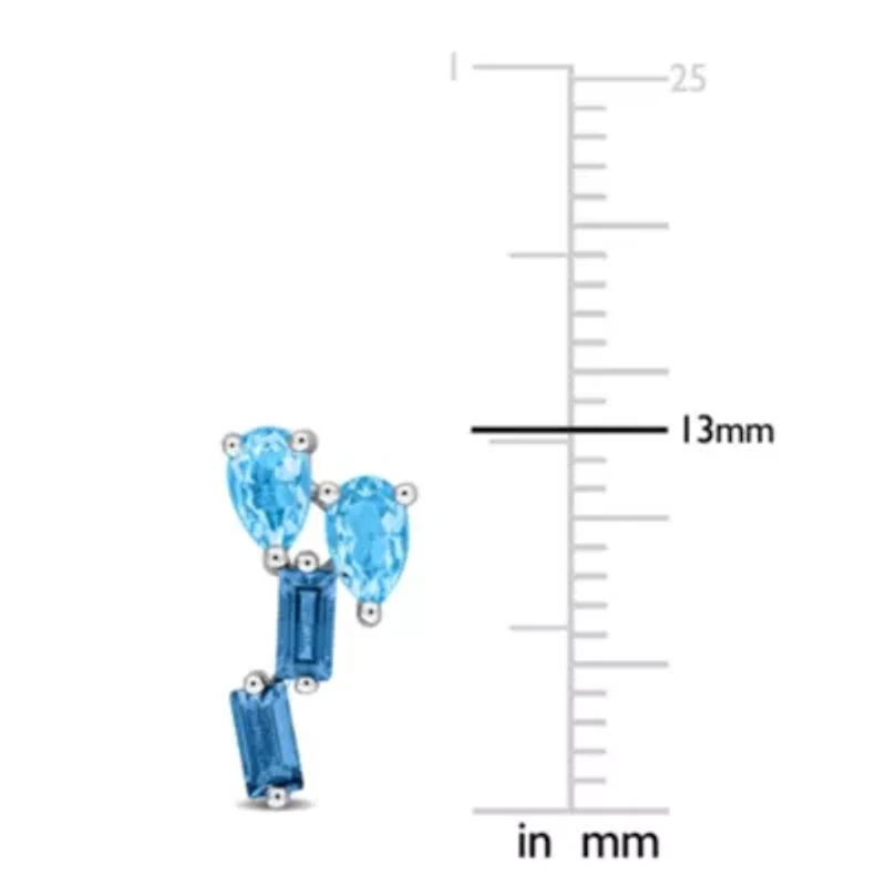 Swiss & London Blue Topaz Earrings in Sterling Silver