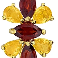 Garnet & Yellow Sapphire Earrings in Yellow Plated Sterling Silver