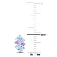 Sky Blue Topaz & Pink Sapphire Earrings in Sterling Silver