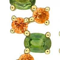 Green & Orange Sapphire Earrings in Yellow Plated Sterling Silver