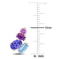 Multi-Shaped Multi-Gem Earrings in Rose Plated Sterling Silver