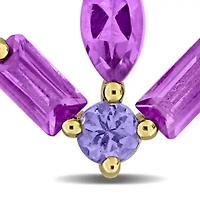 Amethyst-Africa & Tanzanite Earrings in Yellow Plated Sterling Silver