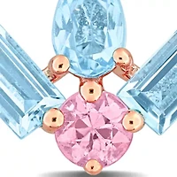Swiss Blue Topaz & Pink Sapphire Earrings in Rose Plated Sterling Silver