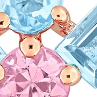 Swiss Blue Topaz & Pink Sapphire Earrings in Rose Plated Sterling Silver