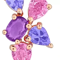 Tanzanite, Pink Sapphire & Amethyst-Africa Earrings in Rose Plated Sterling Silver