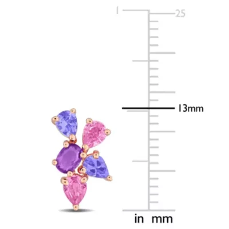Tanzanite, Pink Sapphire & Amethyst-Africa Earrings in Rose Plated Sterling Silver