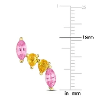 Light Pink & Yellow Sapphire Earrings in Yellow Plated Sterling Silver