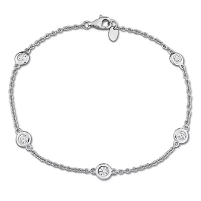 Lab Created White Sapphire Bracelet in Sterling Silver- 7 in