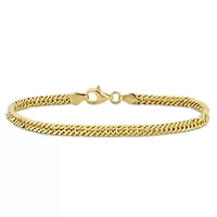 4mm Double Curb Link Anklet in Yellow Plated Sterling SIlver - 9-inch