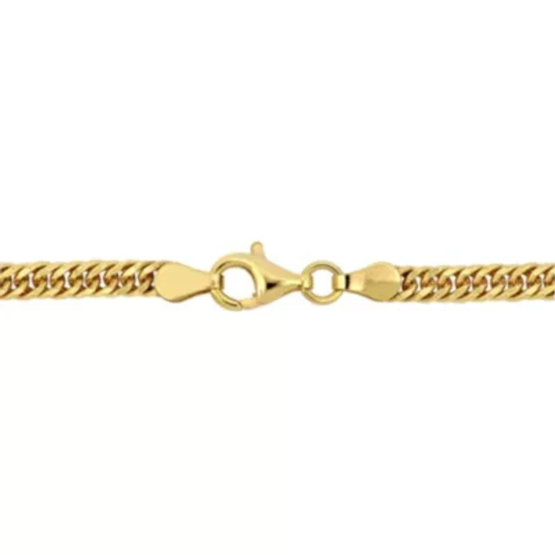 4mm Double Curb Link Anklet in Yellow Plated Sterling SIlver - 9-inch