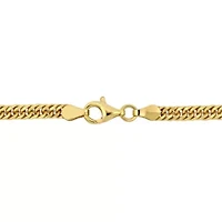 4mm Double Curb Link Anklet in Yellow Plated Sterling SIlver - 9-inch