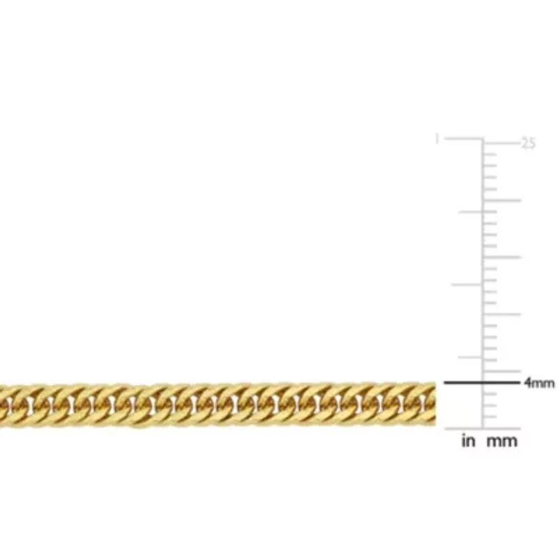 4mm Double Curb Link Anklet in Yellow Plated Sterling SIlver - 9-inch