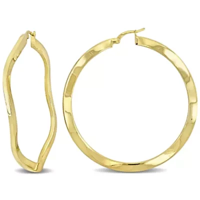 58mm Round Wave Hoop Earrings in Yellow Plated Sterling SIlver
