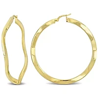 58mm Round Wave Hoop Earrings in Yellow Plated Sterling SIlver