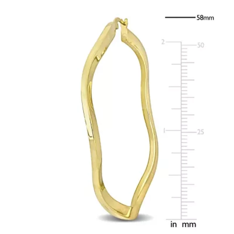 58mm Round Wave Hoop Earrings in Yellow Plated Sterling SIlver