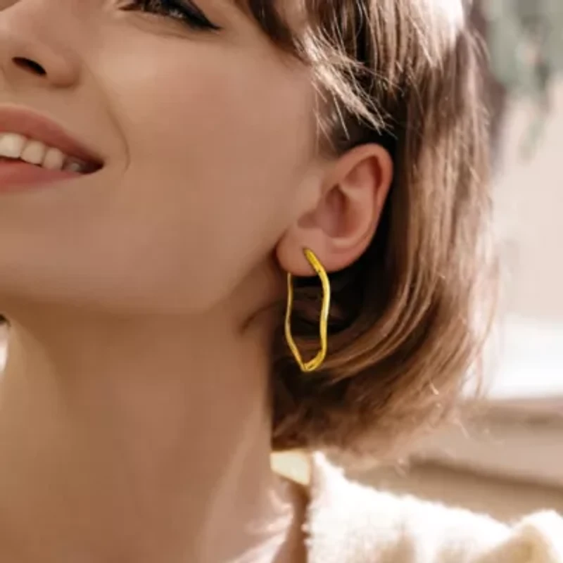 58mm Round Wave Hoop Earrings in Yellow Plated Sterling SIlver