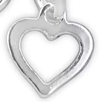 3mm Fancy Cut Oval Link Bracelet & Heart Charm in Sterling Silver 7.5 inch