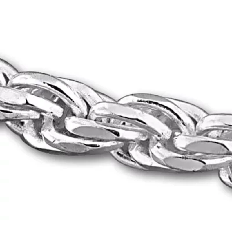 3.2mm Diamond Cut Rope Chain Bracelet in Sterling Silver -7.25 inch