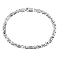 3.2mm Diamond Cut Rope Chain Bracelet in Sterling Silver -7.25 inch
