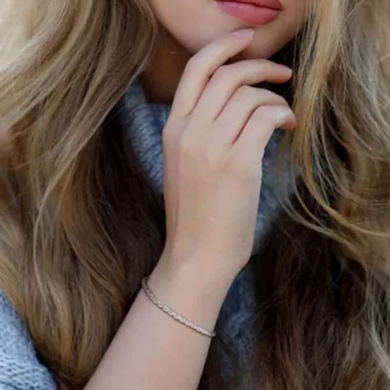 3.2mm Diamond Cut Rope Chain Bracelet in Sterling Silver -7.25 inch