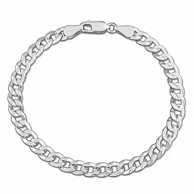 5.30mm Diamond Cut Curb Bevelled Bracelet in Sterling Silver -7.25 inch